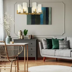 Maytoni Kronleuchter Metall Glas B: 76 cm E27 Modern KAYA< Deckenleuchten|Esszimmer Lampen