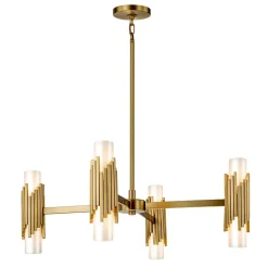 Wohnzimmerlampen|Esszimmer Lampen*Elstead Kronleuchter Metall Glas 83,8 cm breit Modern verstellbar