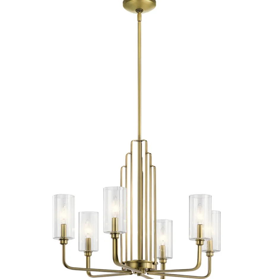 Hängelampen|Jugendstil Lampen*Elstead Kronleuchter Metall Glas B: 68,6 cm Art Déco in Messing CLAVA