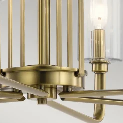 Hängelampen|Jugendstil Lampen*Elstead Kronleuchter Metall Glas B: 68,6 cm Art Déco in Messing CLAVA