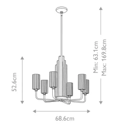 Hängelampen|Jugendstil Lampen*Elstead Kronleuchter Metall Glas B: 68,6 cm Art Déco in Messing CLAVA