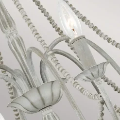 Elstead Kronleuchter Metall Holzperlen 71,1 cm breit Shabby Grau antik< Hängelampen|Schlafzimmer Lampen