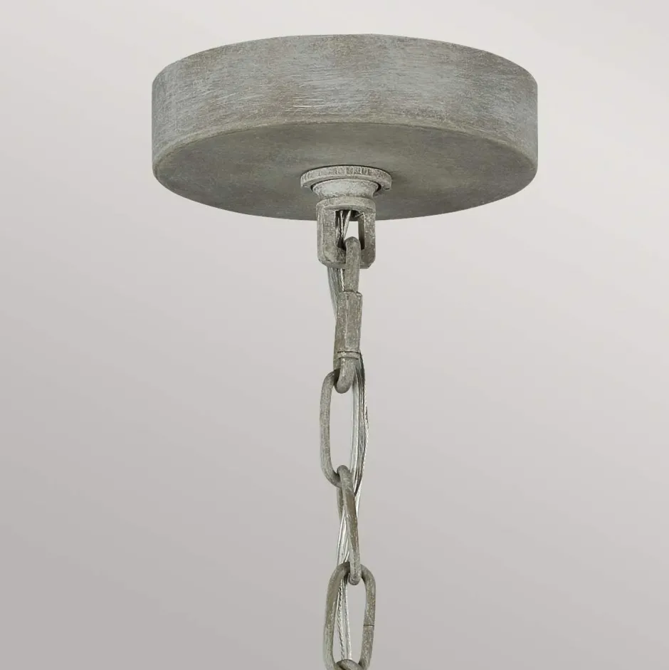 Elstead Kronleuchter Metall Holzperlen 71,1 cm breit Shabby Grau antik< Hängelampen|Schlafzimmer Lampen