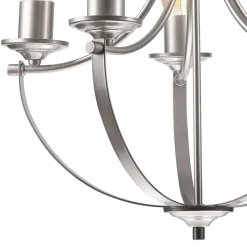 Bürolampen|Rustikale Lampen*Lamkur Kronleuchter Metall in Silber 5-flammig E27 Ø 45 cm Rustikal