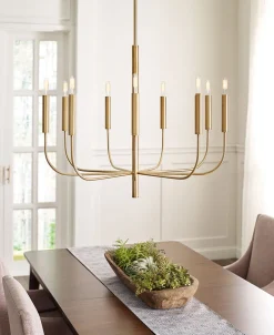 Elstead Kronleuchter Metall Jugendstil in Messing Ø76cm 9-armig< Deckenleuchten|Schlafzimmer Lampen