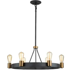 Elstead Kronleuchter Metall rund Ø 72,3 cm H: max. 119,8 cm E27< Hängelampen|Schlafzimmer Lampen