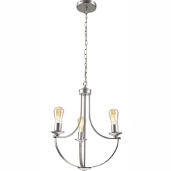 Bürolampen|Rustikale Lampen*Lamkur Kronleuchter Metall Rustikal Ø 42 cm 3-armig E27 in Silber