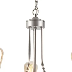 Bürolampen|Rustikale Lampen*Lamkur Kronleuchter Metall Rustikal Ø 42 cm 3-armig E27 in Silber