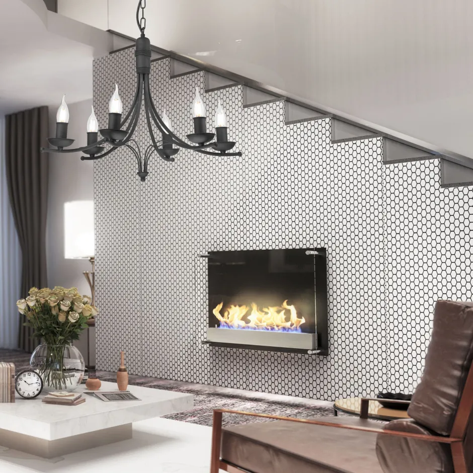 Hängelampen|Kronleuchter*Lamkur Kronleuchter Metall Rustikal 6-armig E14 Schwarz