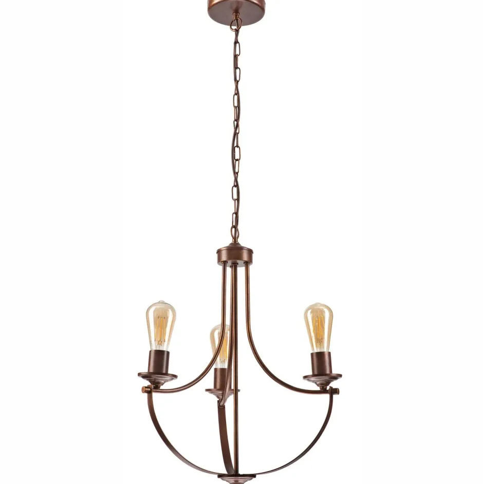 Lamkur Kronleuchter Metall Rustikal Ø 42 cm 3-armig E27 Braun< Bürolampen|Rustikale Lampen
