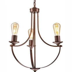 Lamkur Kronleuchter Metall Rustikal Ø 42 cm 3-armig E27 Braun< Bürolampen|Rustikale Lampen