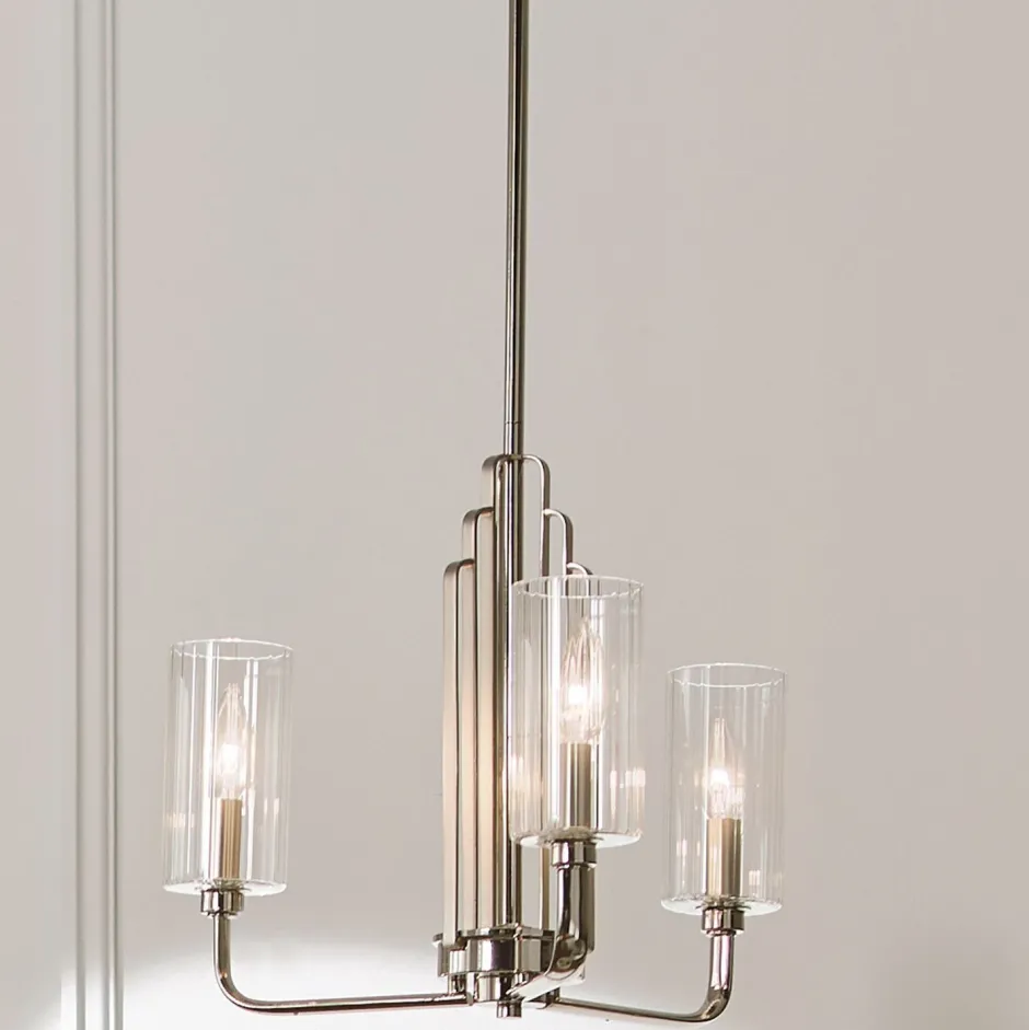 Hängelampen|Esszimmer Lampen*Elstead Kronleuchter mit Schirm Ø 45, 9cm Jugendstil Metall Glas