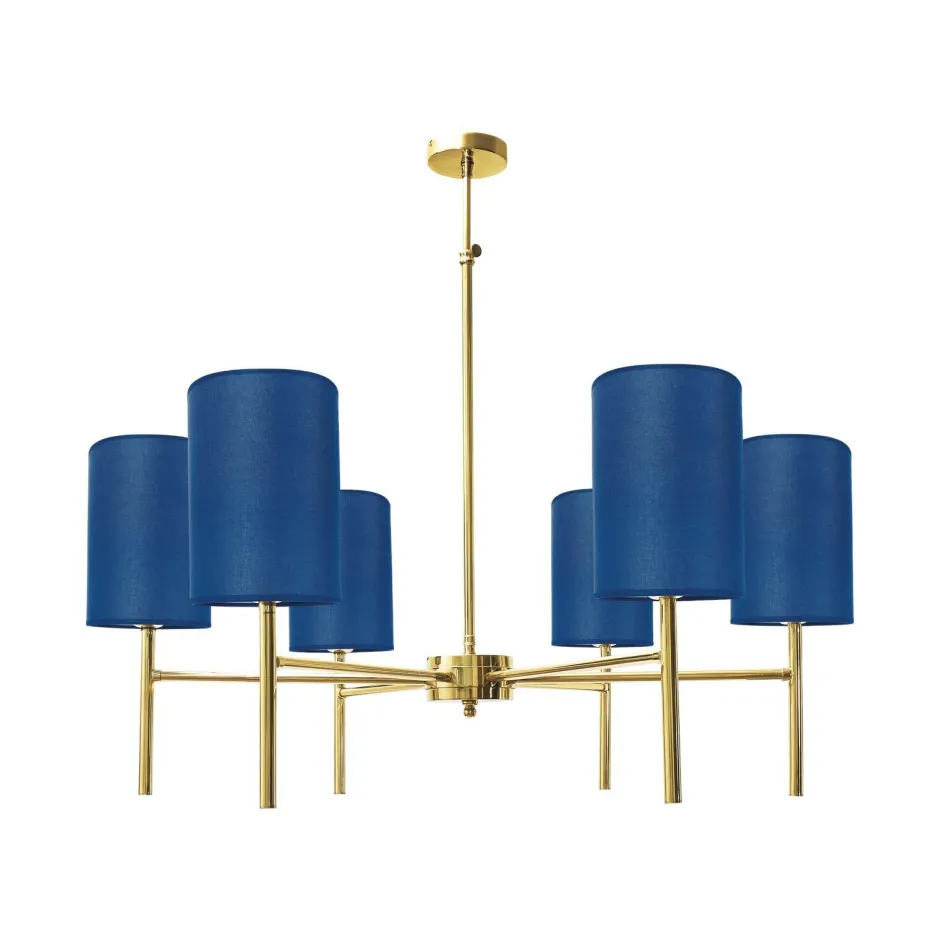 Giovanni Battista Kronleuchter mit Schirm Ø 88 cm Messing Stoff SOFIS< Deckenleuchten|Wandleuchten