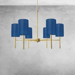 Giovanni Battista Kronleuchter mit Schirm Ø 88 cm Messing Stoff SOFIS< Deckenleuchten|Wandleuchten