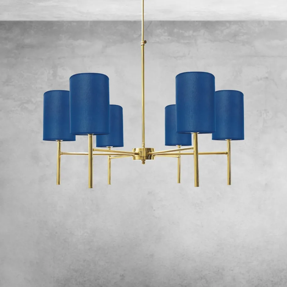 Giovanni Battista Kronleuchter mit Schirm Ø 88 cm Messing Stoff SOFIS< Deckenleuchten|Wandleuchten