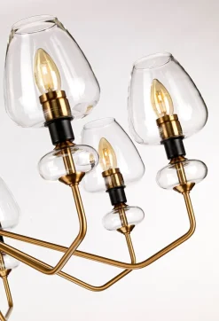 Hängelampen|Esszimmer Lampen*Elstead Kronleuchter mit Schirm 8-armig in Messing Schwarz Ø91cm