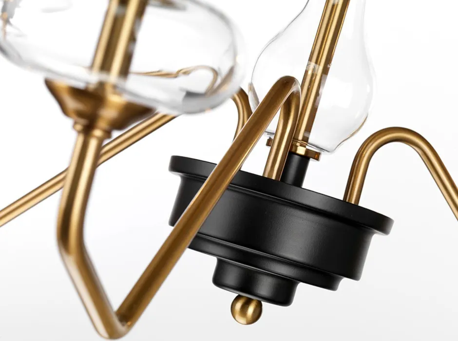 Hängelampen|Esszimmer Lampen*Elstead Kronleuchter mit Schirm 3-armig in Schwarz Messing