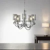 Hängelampen|Wohnzimmerlampen*Searchlight Kronleuchter mit Schirm Chrom Grau Ø 51 cm E14 Glas Metall