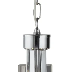 Hängelampen|Wohnzimmerlampen*Searchlight Kronleuchter mit Schirm Chrom Grau Ø 51 cm E14 Glas Metall