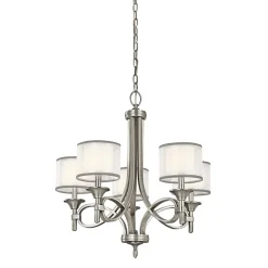 Hängelampen|Moderne Lampen*Elstead Kronleuchter mit Schirm Glas Leinen Metall CANELADO