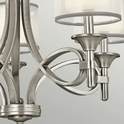 Hängelampen|Moderne Lampen*Elstead Kronleuchter mit Schirm Glas Leinen Metall CANELADO