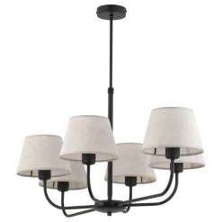 Deckenleuchten|Schlafzimmer Lampen*TK Lighting Kronleuchter mit Schirm groß 6-armig E27 100 cm lang