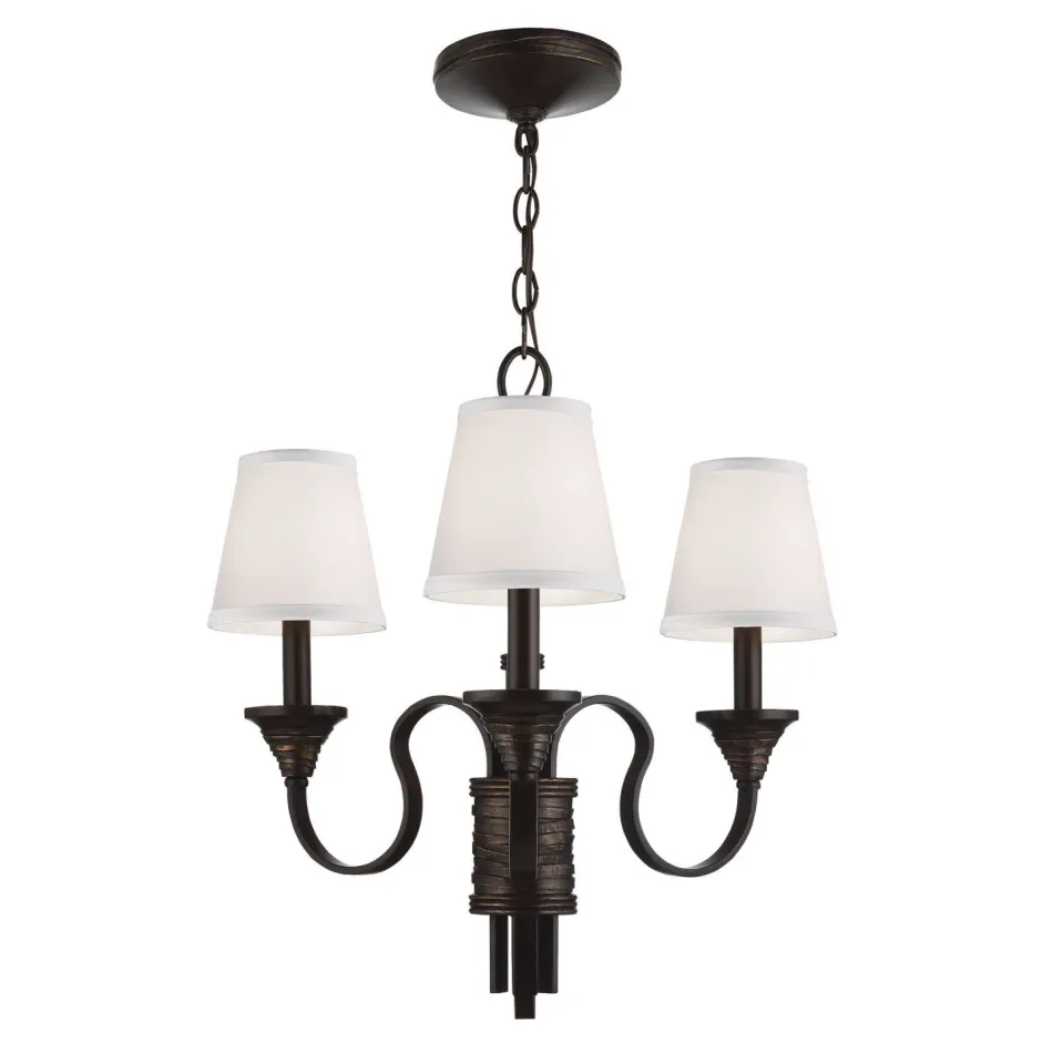 Stofflampen|Wohnzimmerlampen*Elstead Kronleuchter mit Schirm in Bronze antik Weiß MINORU