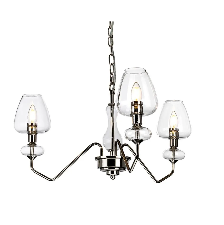 Elstead Kronleuchter mit Schirm in Nickel 3-armig Metall Glas< Glaslampen|Kronleuchter