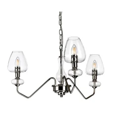 Elstead Kronleuchter mit Schirm in Nickel 3-armig Metall Glas< Glaslampen|Kronleuchter