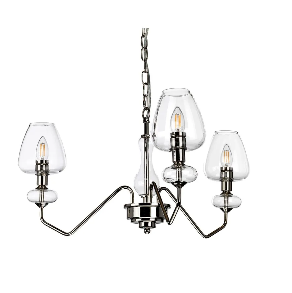 Elstead Kronleuchter mit Schirm in Nickel 3-armig Metall Glas< Glaslampen|Kronleuchter