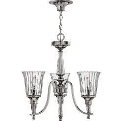 Hängelampen|Jugendstil Lampen*Elstead Kronleuchter mit Schirm Kristallglas in Silber Esszimmer