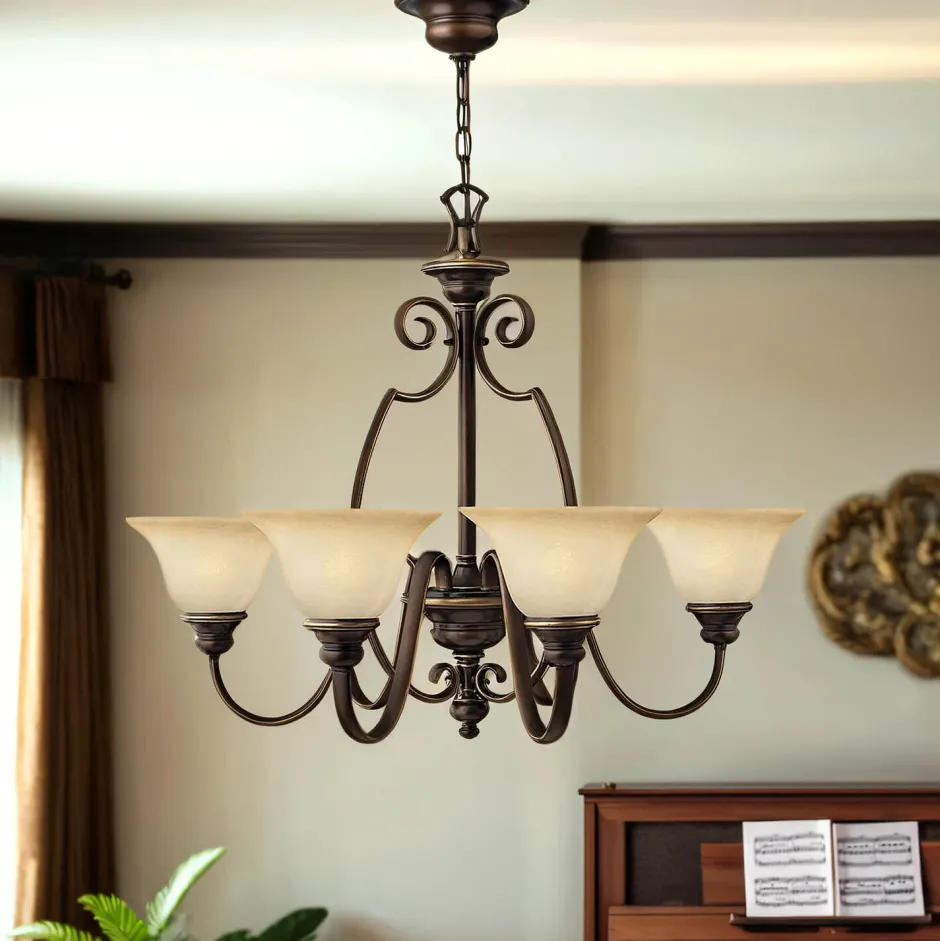 Elstead Kronleuchter mit Schirmchen Landhaus Esszimmer< Glaslampen|Designerlampen