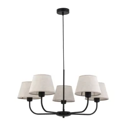 TK Lighting Kronleuchter Modern Metall Stoff Schirm 5-flammig E27< Wohnzimmerlampen|Stofflampen