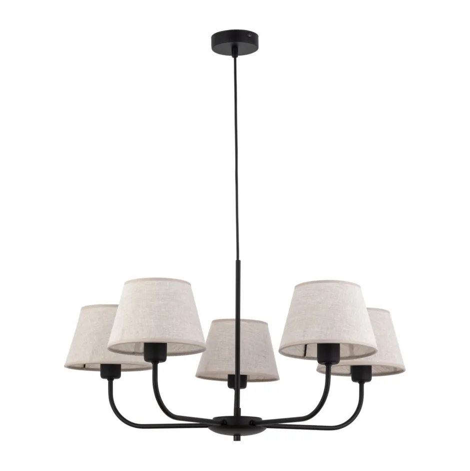 TK Lighting Kronleuchter Modern Metall Stoff Schirm 5-flammig E27< Wohnzimmerlampen|Stofflampen
