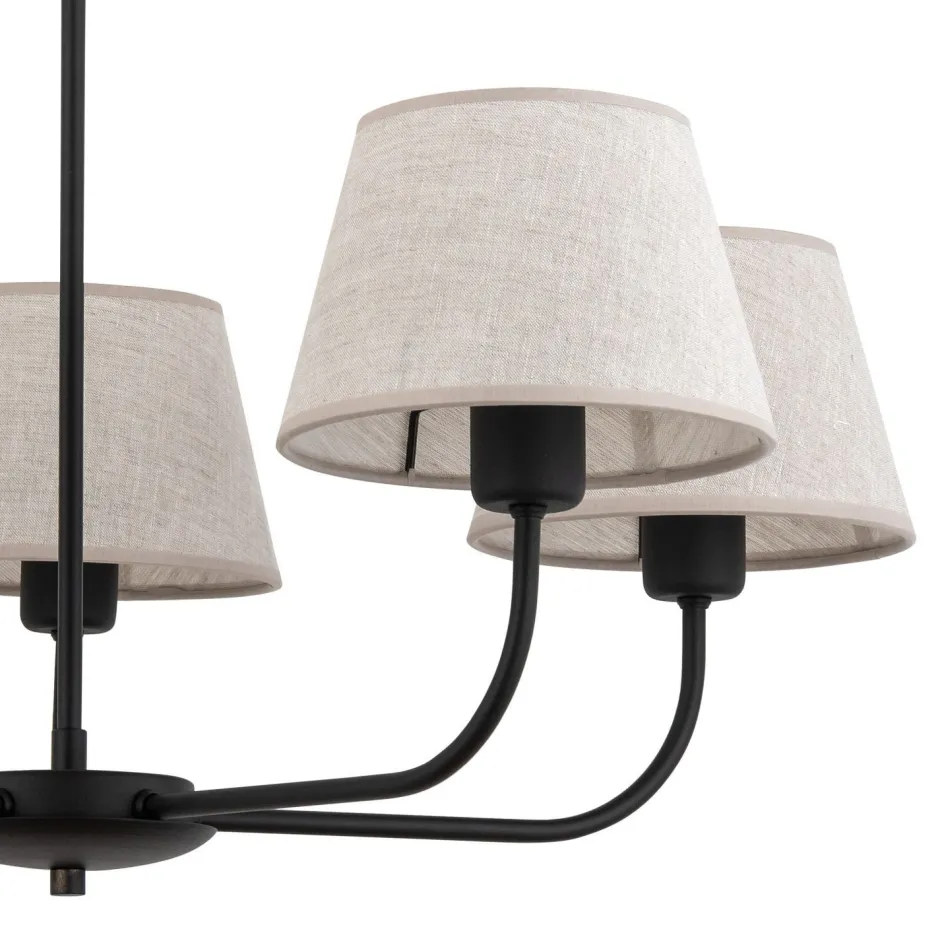 TK Lighting Kronleuchter Modern Metall Stoff Schirm 5-flammig E27< Wohnzimmerlampen|Stofflampen