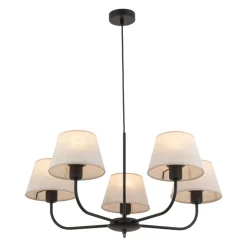 TK Lighting Kronleuchter Modern Metall Stoff Schirm 5-flammig E27< Wohnzimmerlampen|Stofflampen