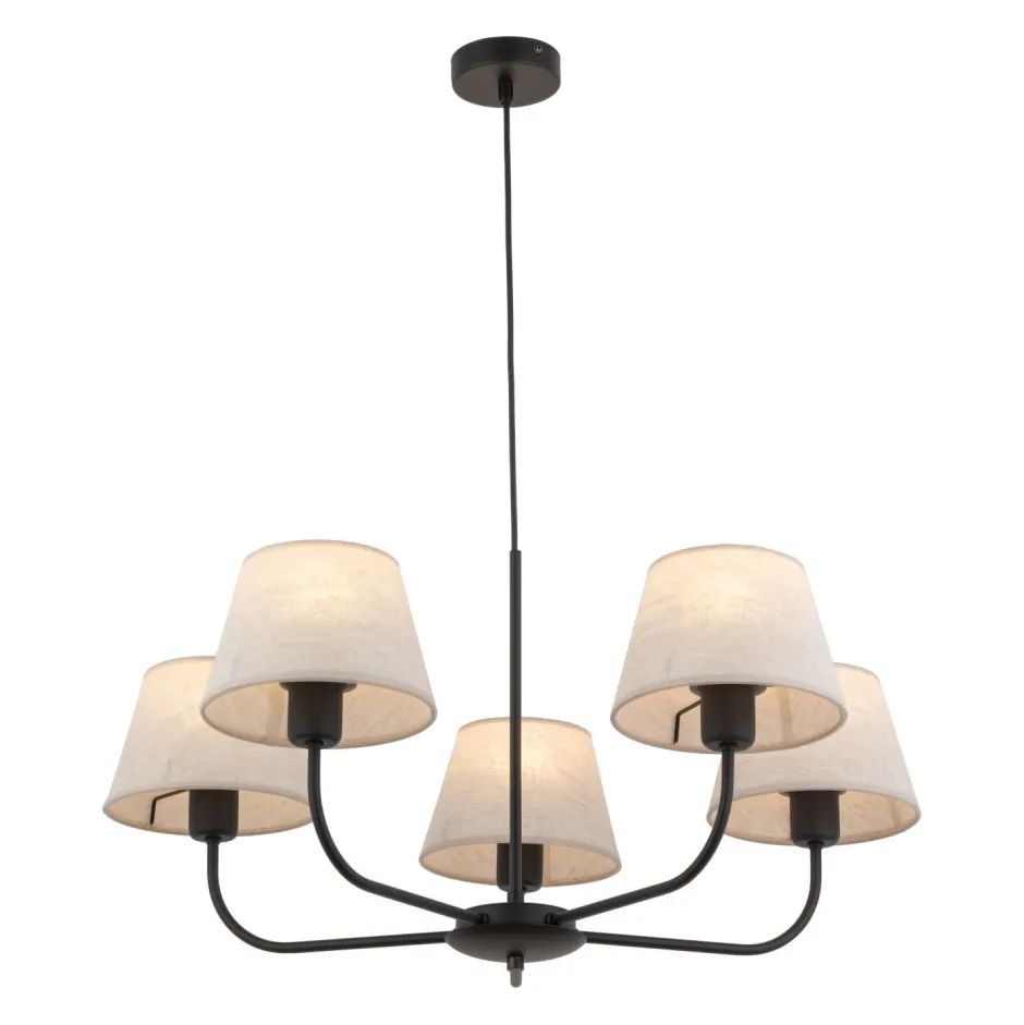 TK Lighting Kronleuchter Modern Metall Stoff Schirm 5-flammig E27< Wohnzimmerlampen|Stofflampen