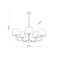 TK Lighting Kronleuchter Modern Metall Stoff Schirm 5-flammig E27< Wohnzimmerlampen|Stofflampen