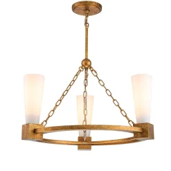 Hängelampen|Wohnzimmerlampen*Elstead Kronleuchter Ring Metall Glas B: 66 cm H: max. 188 cm 3x E27