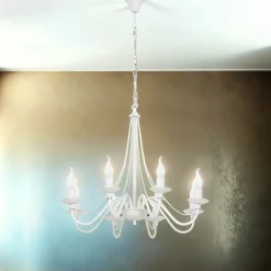 ALDEX Kronleuchter ROSABELLA Weiß 8-flammig E14 Rustikal< Hängelampen|Esszimmer Lampen