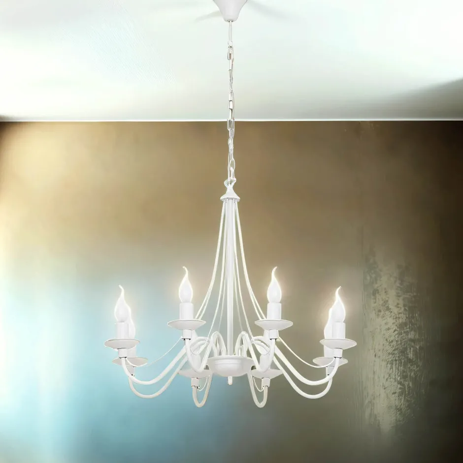 ALDEX Kronleuchter ROSABELLA Weiß 8-flammig E14 Rustikal< Hängelampen|Esszimmer Lampen