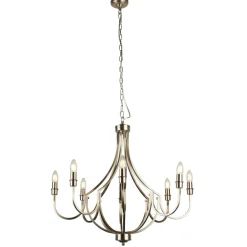 Searchlight Kronleuchter Rustikal Ø 75 cm in Silber matt 8x E14< Hängelampen|Wohnzimmerlampen