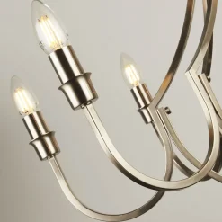 Searchlight Kronleuchter Rustikal Ø 75 cm in Silber matt 8x E14< Hängelampen|Wohnzimmerlampen