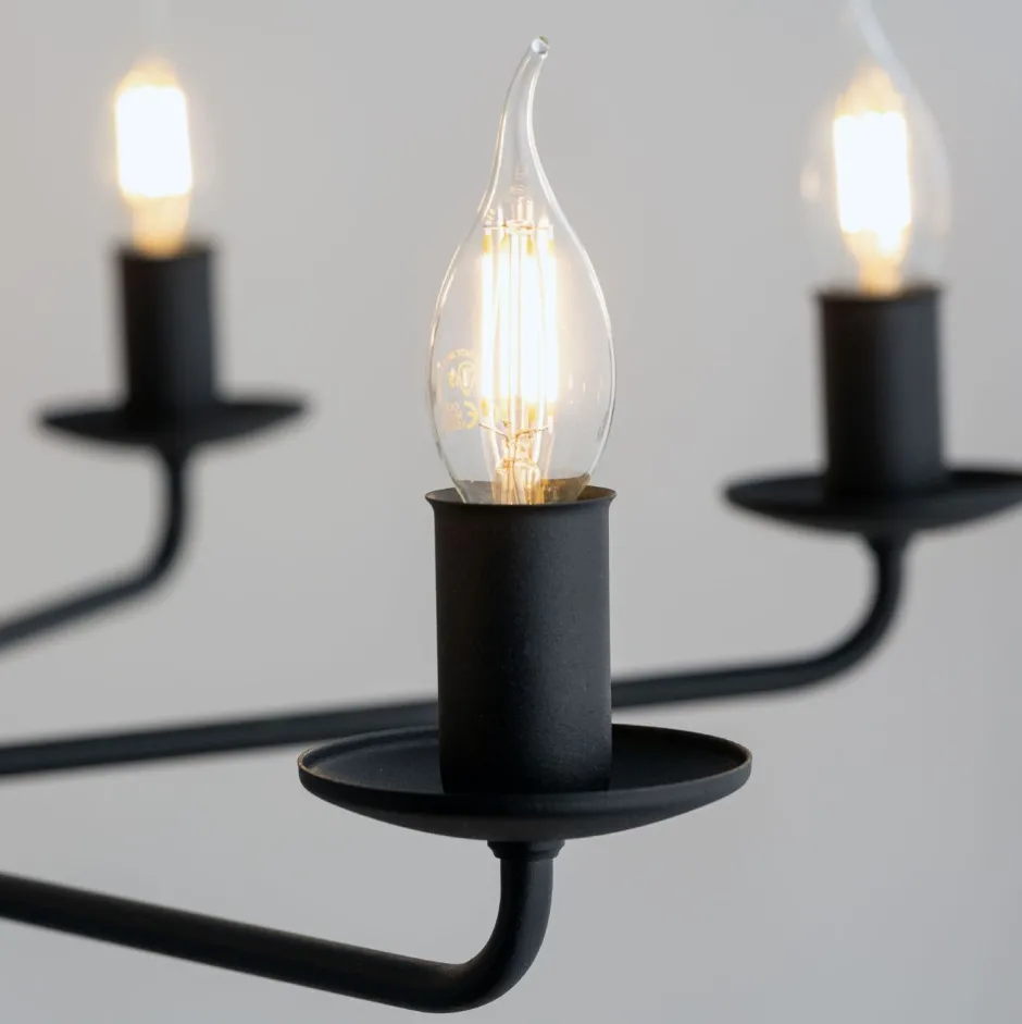 TK Lighting Kronleuchter Rustikal Metall Schwarz 7-flammig E27< Kronleuchter|Wohnzimmerlampen