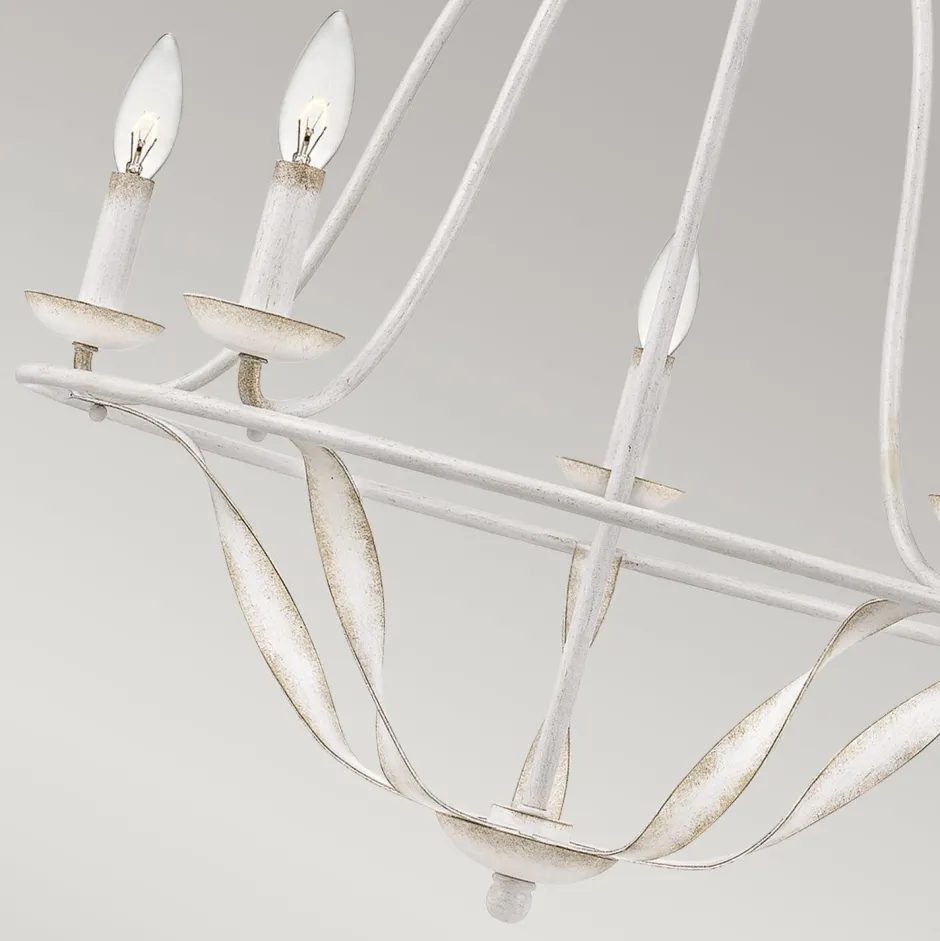 Elstead Kronleuchter Rustikal Shabby Weiß Ø 63,6 cm 5x E14< Hängelampen|Esszimmer Lampen