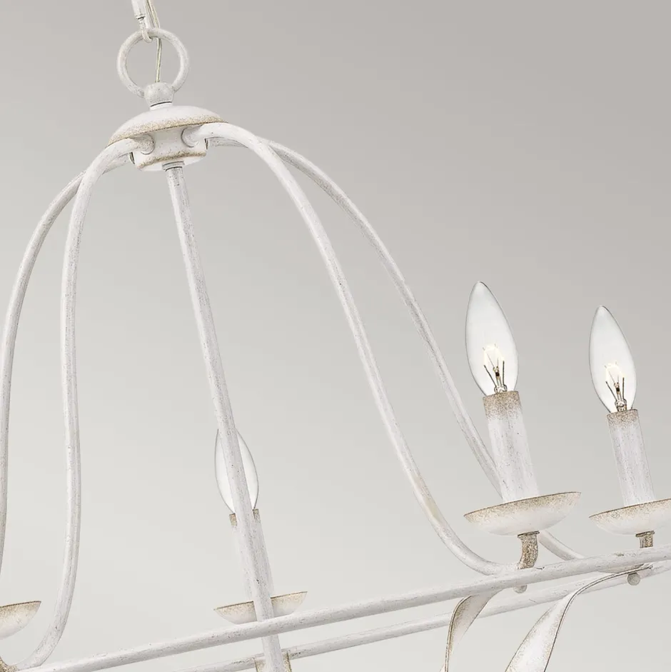 Elstead Kronleuchter Rustikal Shabby Weiß Ø 63,6 cm 5x E14< Hängelampen|Esszimmer Lampen