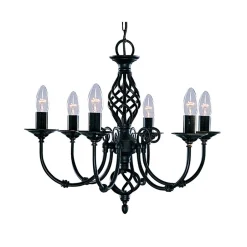 Jugendstil Lampen|Rustikale Lampen*Searchlight Kronleuchter schwarz Jugendstil 6-flmg.