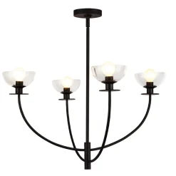 Hängelampen|Esszimmer Lampen*Elstead Kronleuchter Schwarz Metall Glas 67,3 cm breit 4x E14