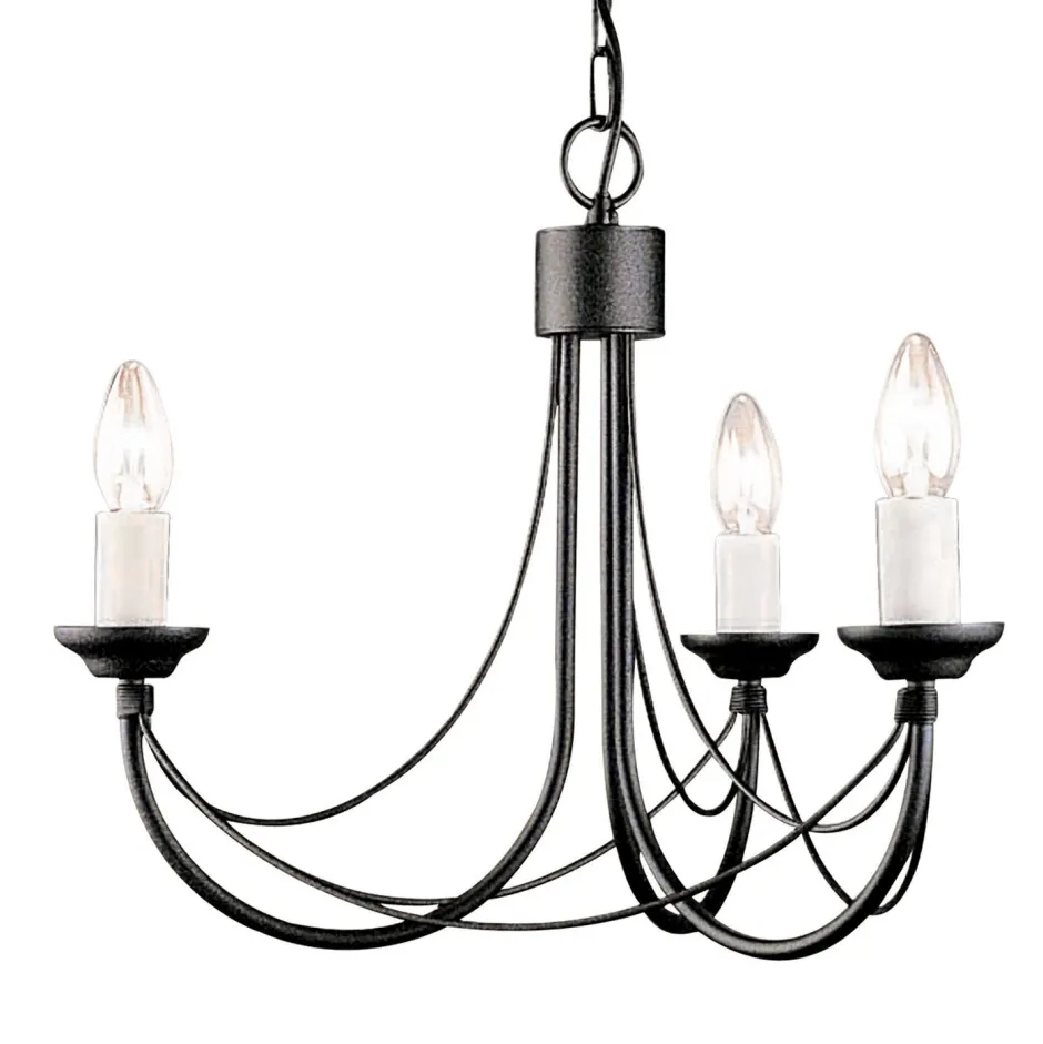 Rustikale Lampen|Designerlampen*Elstead Kronleuchter Schwarz Metall rustikales Design