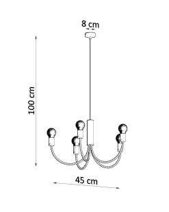 Sollux Kronleuchter Schwarz Metall 5-flammig Retro Ø 45 cm< Hängelampen|Wohnzimmerlampen